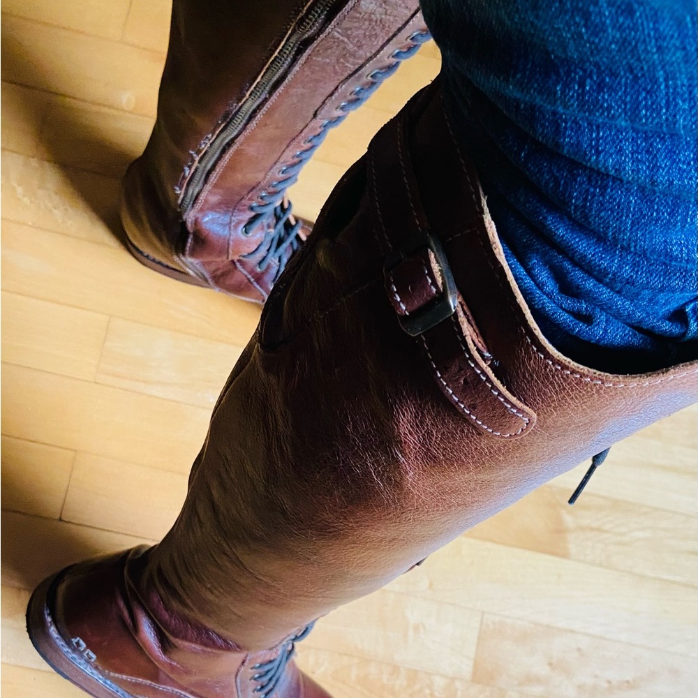 Bed|Stu Knee High Lace-Up Women's Leather Boots - Brown - Size 8 - Picture 4 of 16
